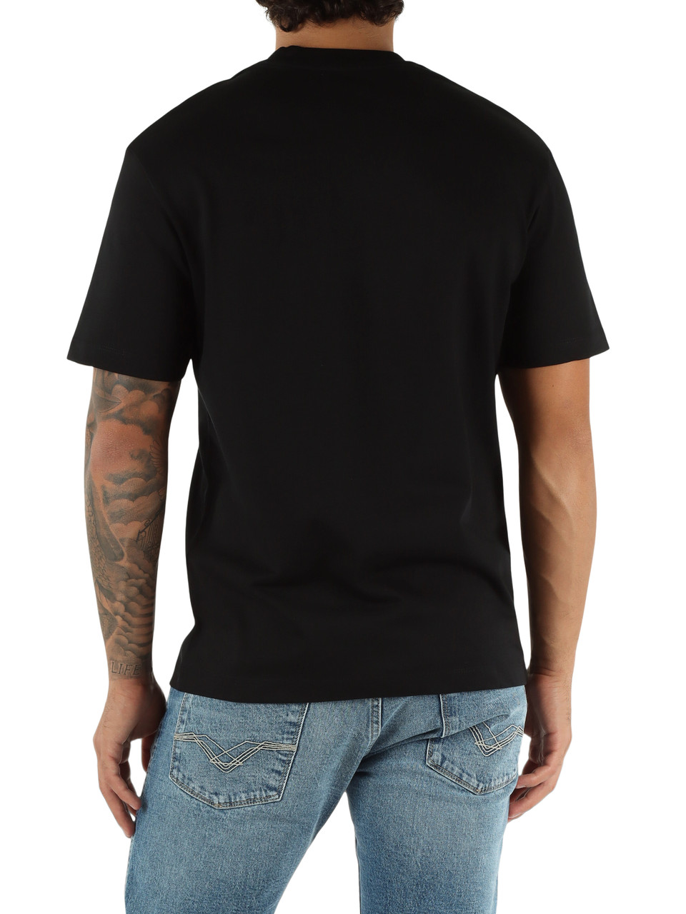 NERO | T-shirt in cotone con ricamo logo frontale