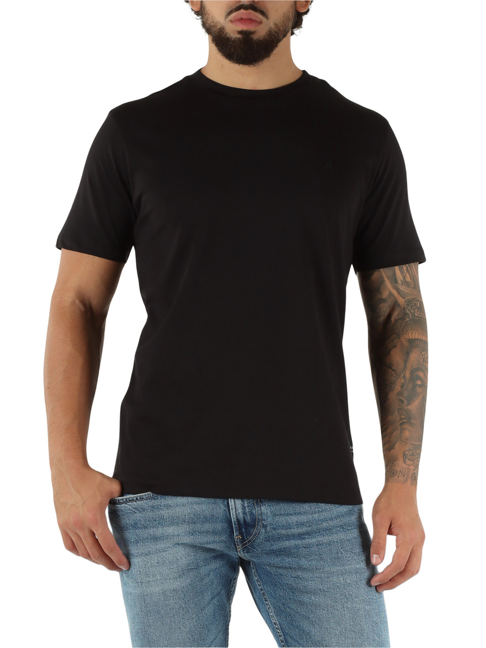 NERO | T-shirt in cotone con stampa logo a rilievo