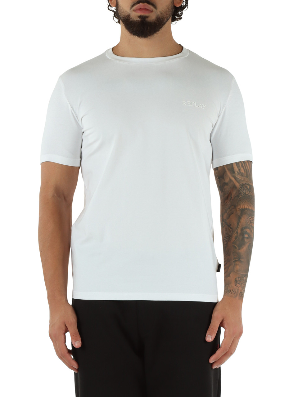 BIANCO | T-shirt in cotone con scritta logo a rilievo