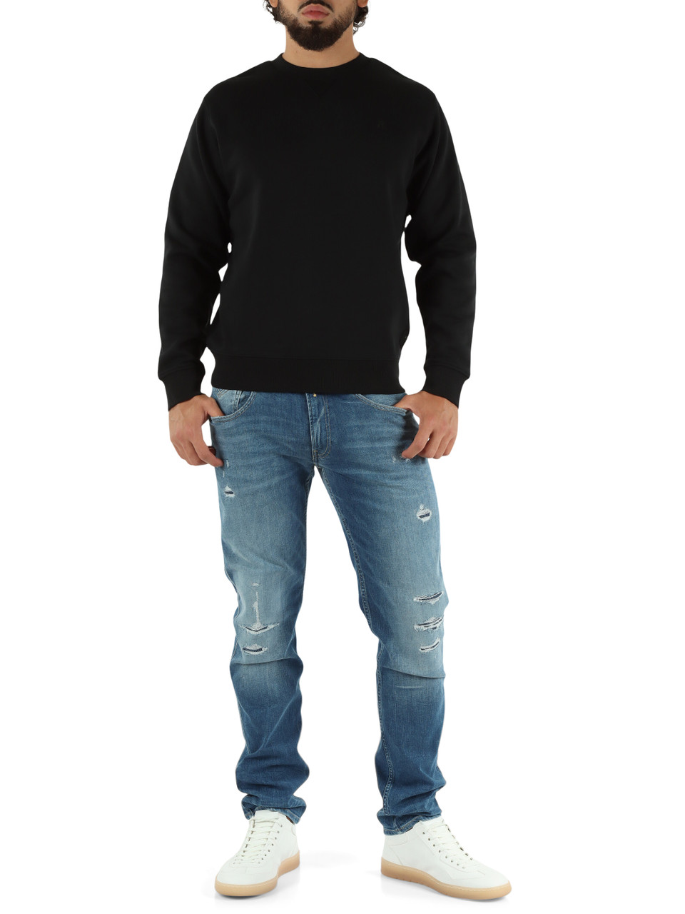 NERO | Felpa girocollo in misto cotone