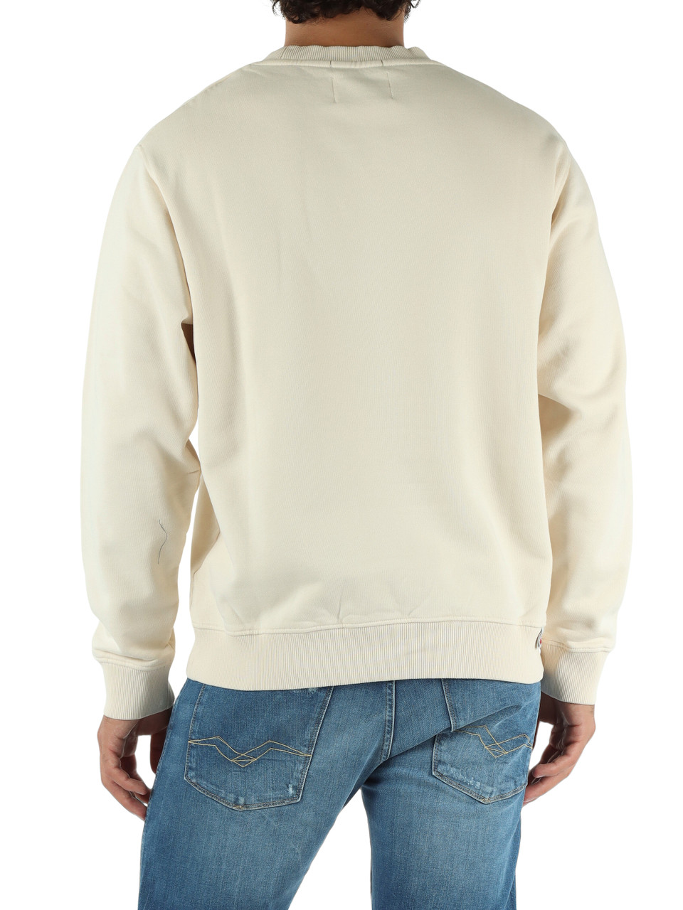 CREMA | Felpa girocollo con ricamo logo frontale