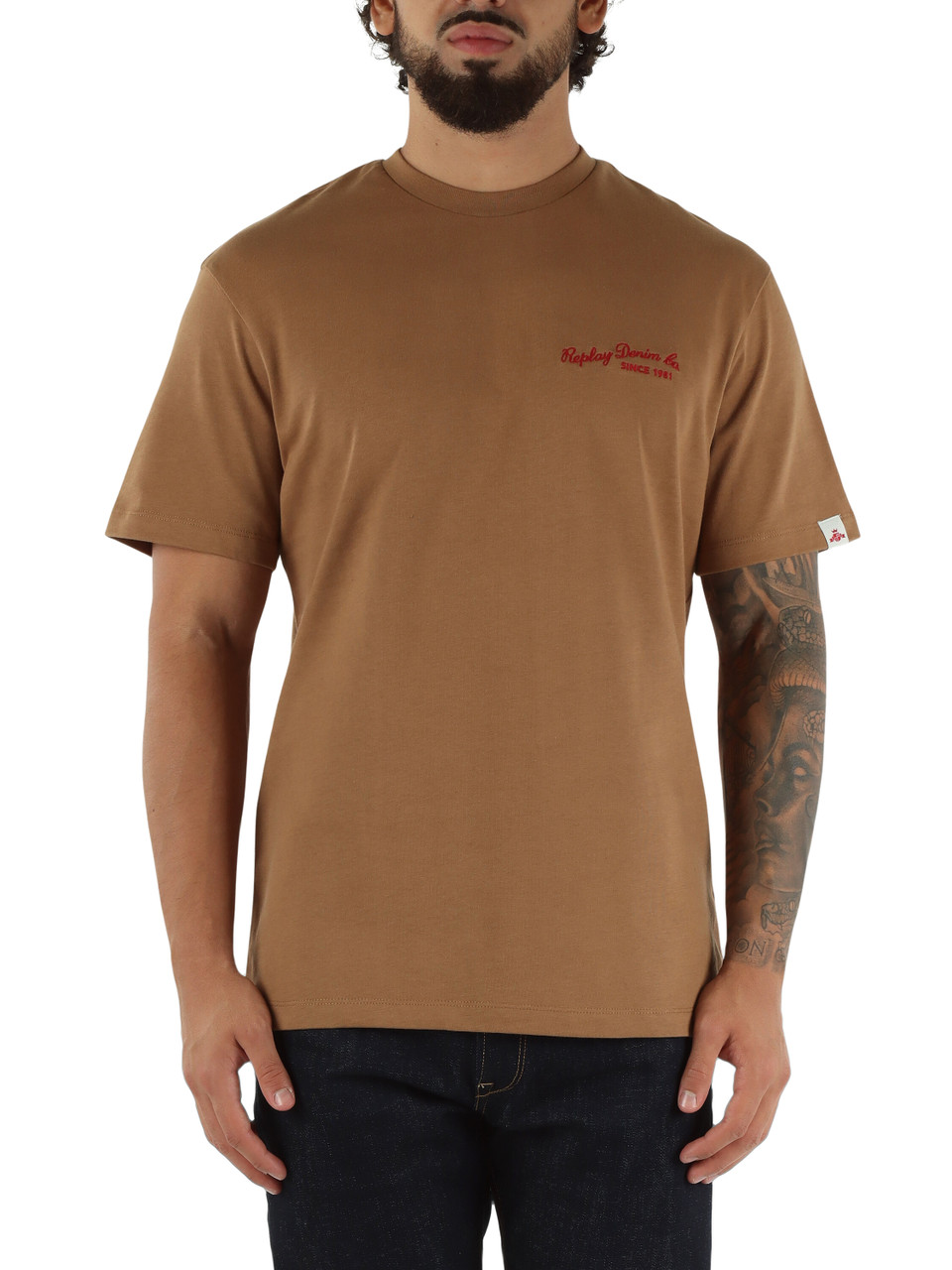 CAMMELLO | T-shirt in cotone con ricamo logo frontale