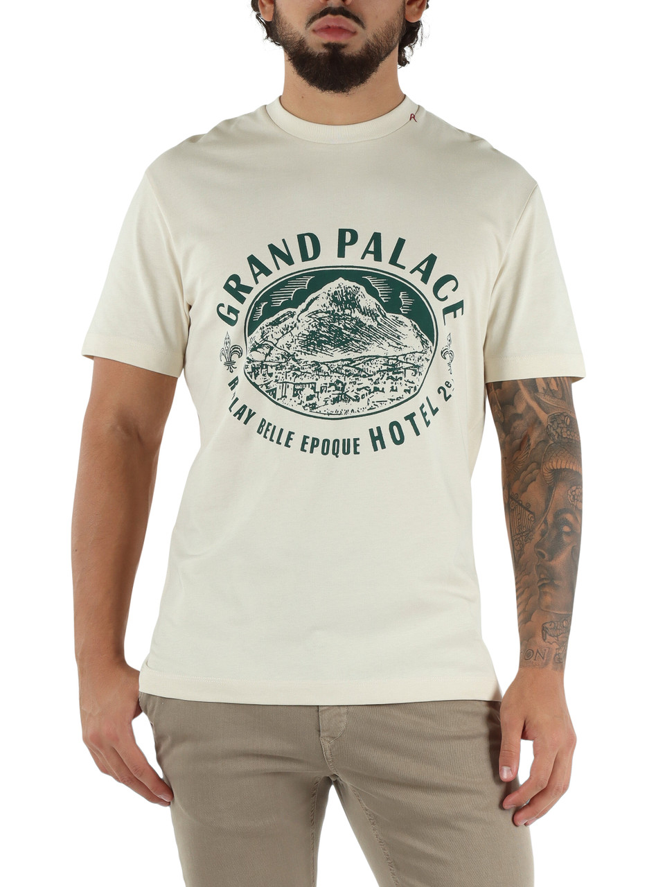 CREMA | T-shirt in cotone con stampa frontale