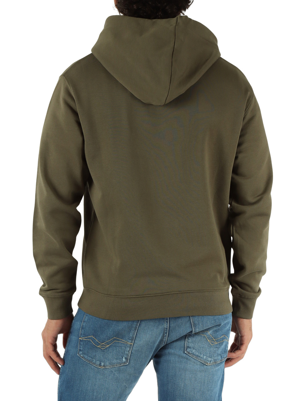 VERDE MILITARE | Felpa con cappuccio e zip in cotone garzato