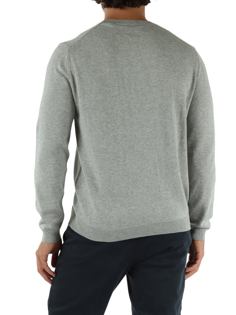 GRIGIO | Maglia girocollo in cotone con ricamo logo