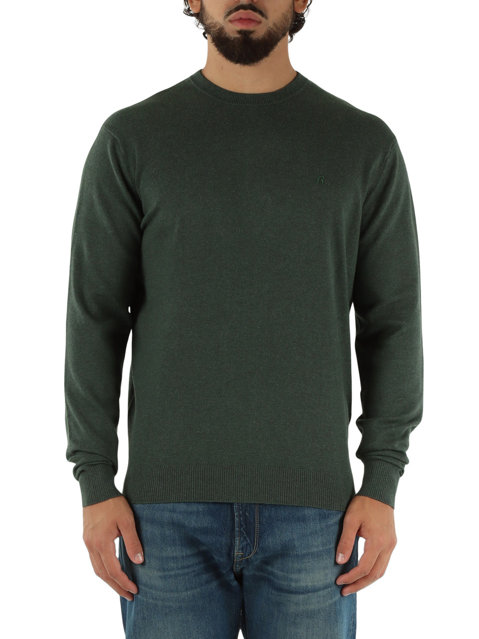 VERDE | Maglia in cotone e cashmere con ricamo logo