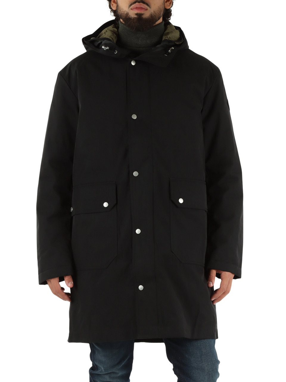 NERO | Giubbotto tre quarti in twill di misto cotone idrorepellente