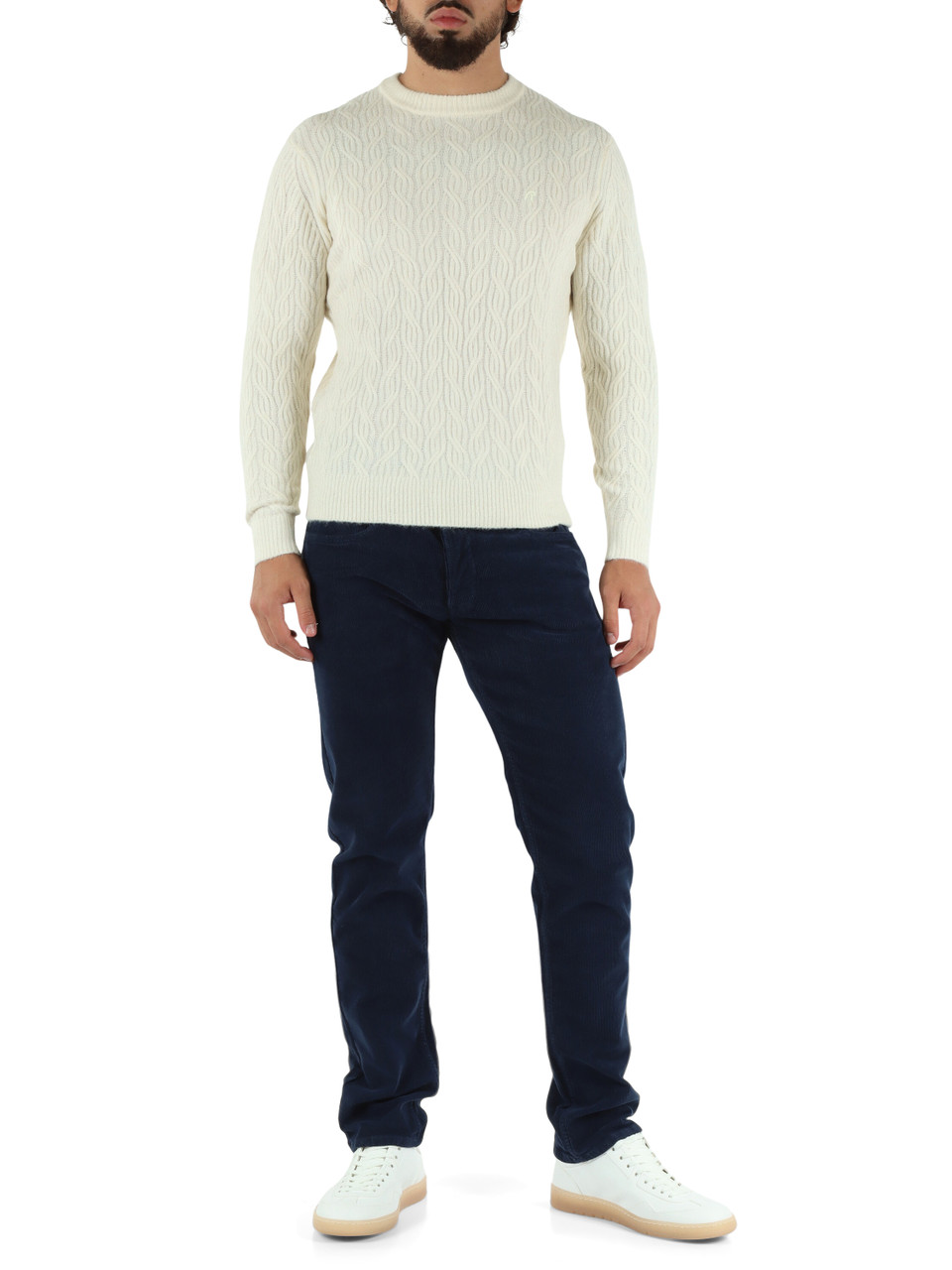 PANNA | Maglia girocollo in misto lana con ricamo logo