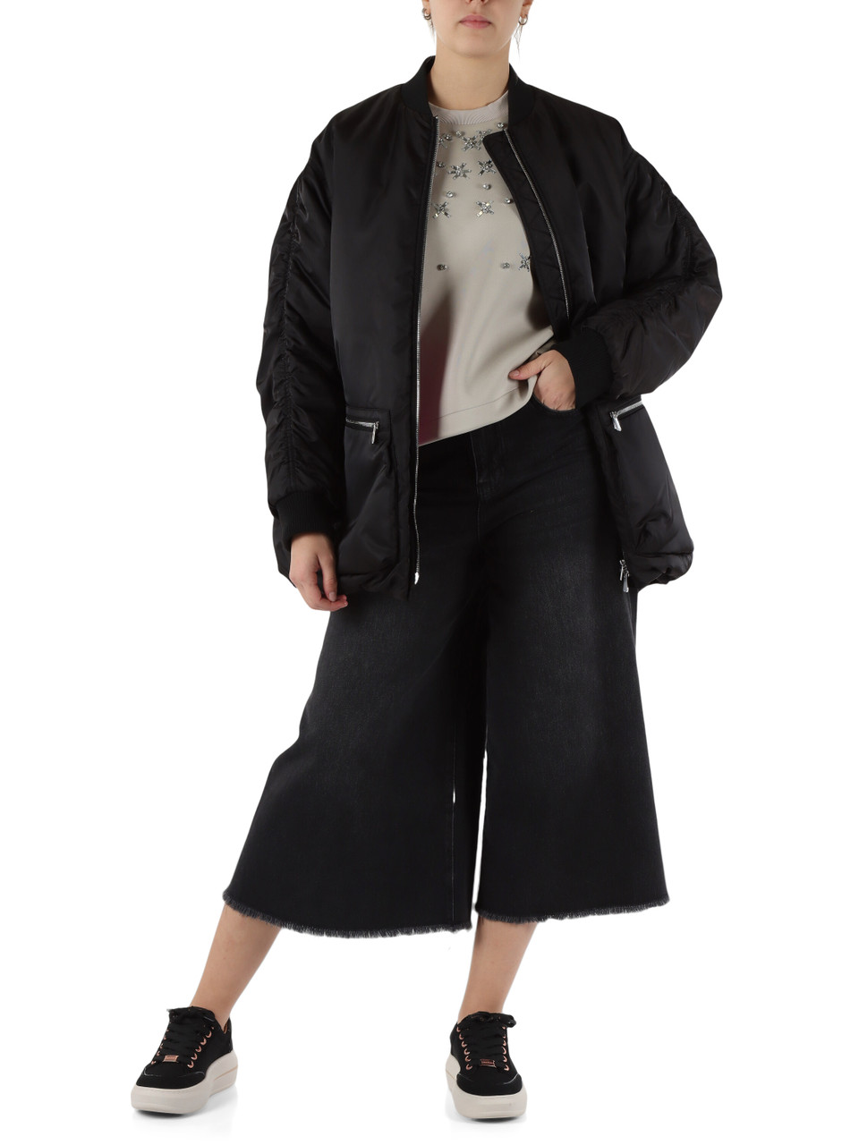 NERO | Giubbotto bomber imbottito BACON con cintura