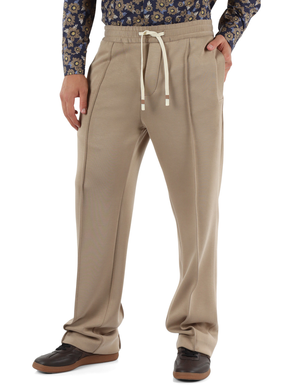 BEIGE | Pantalone stile sportivo in misto viscosa