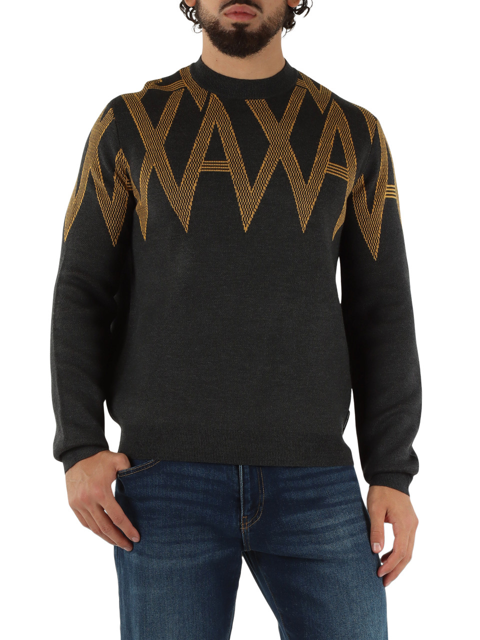 GRIGIO | Maglia girocollo in misto lana vergine e cotone