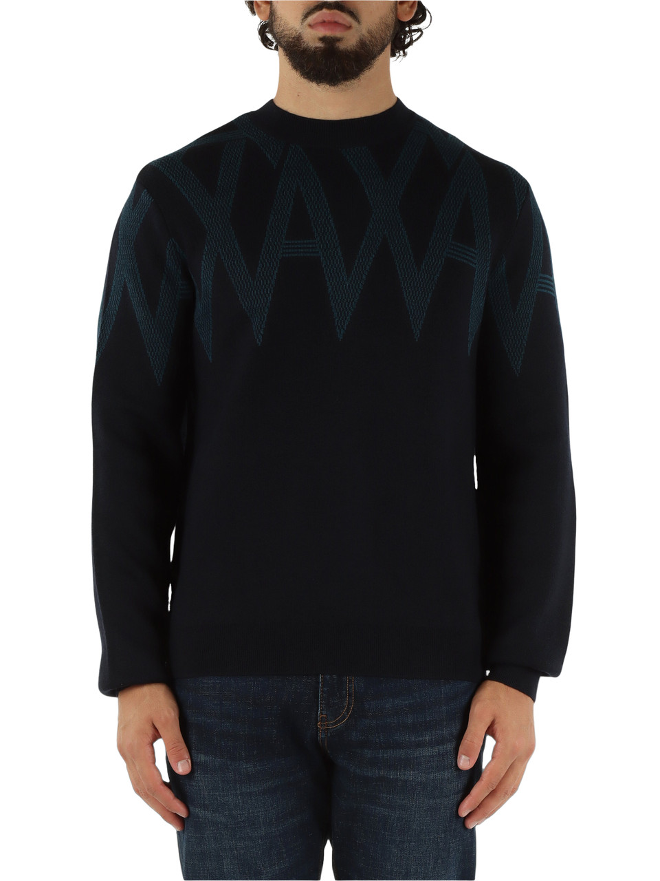 BLU | Maglia girocollo in misto lana vergine e cotone