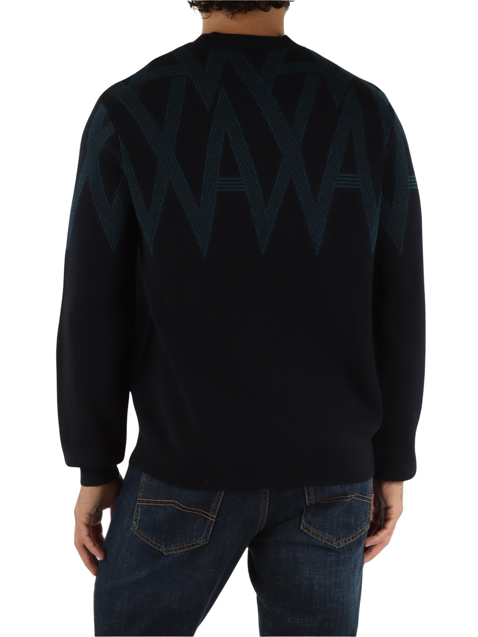 BLU | Maglia girocollo in misto lana vergine e cotone