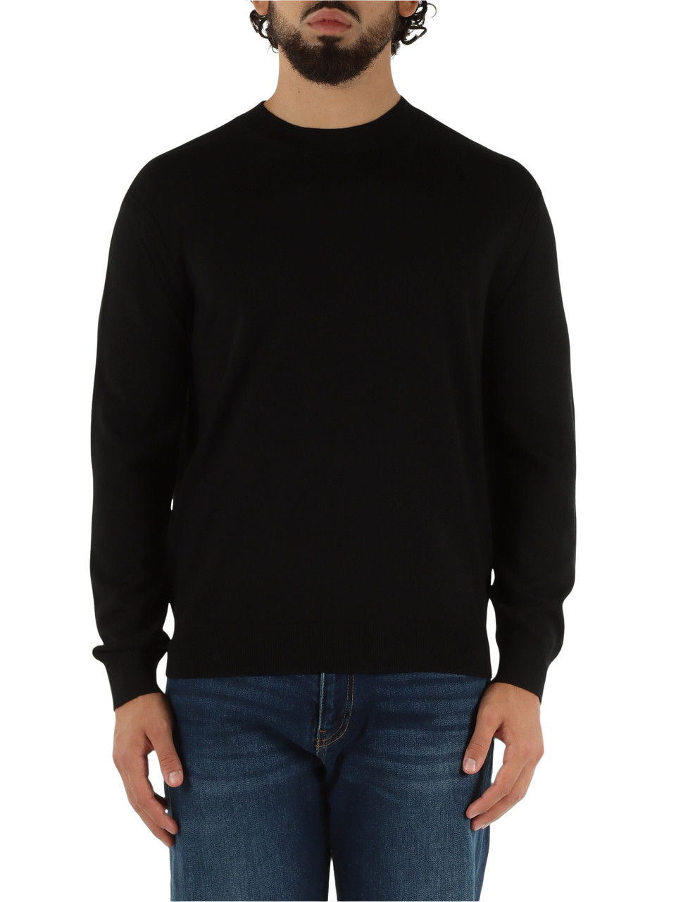 NERO | Maglia girocollo in misto lana vergine