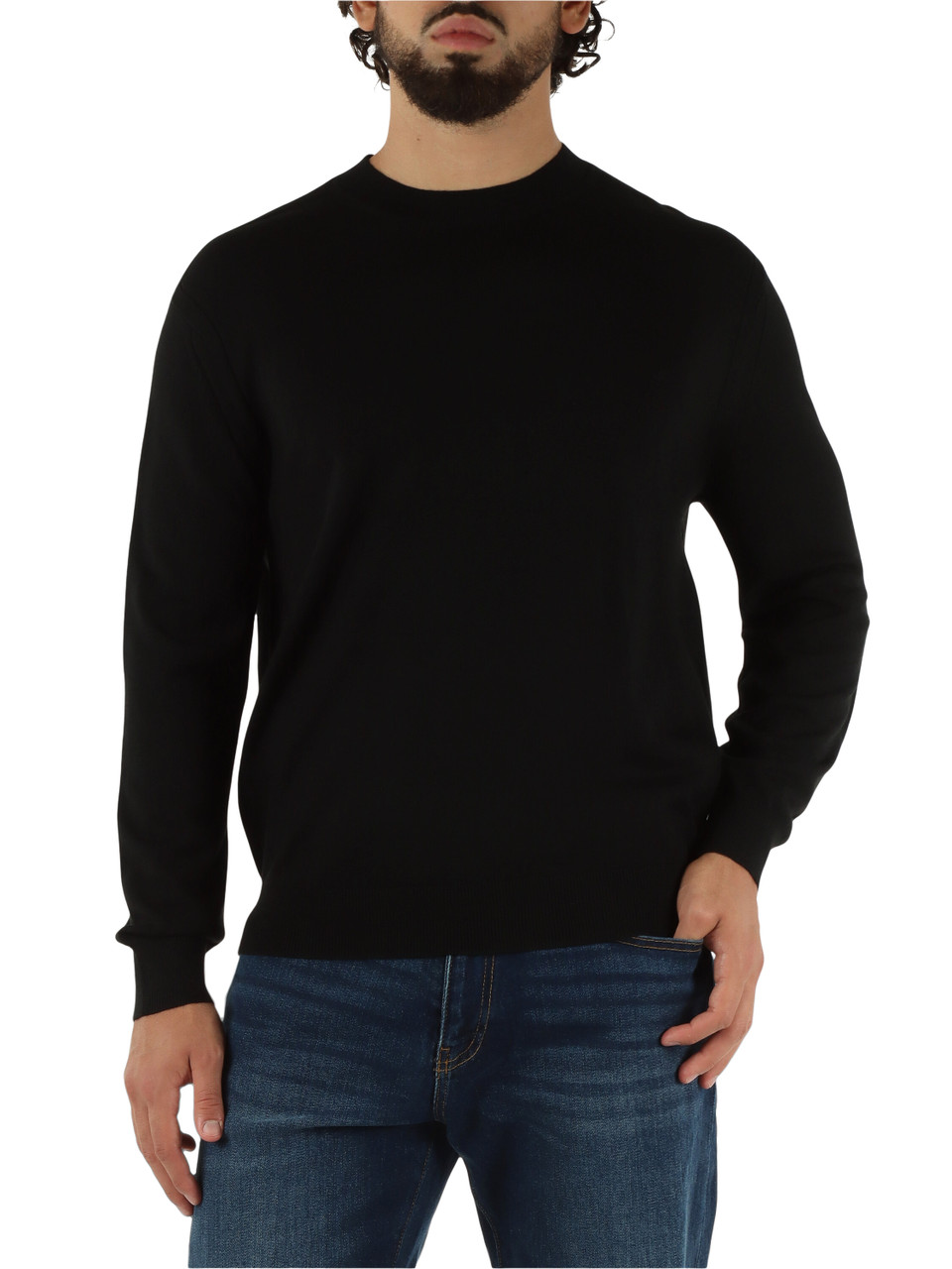 NERO | Maglia girocollo in misto lana vergine