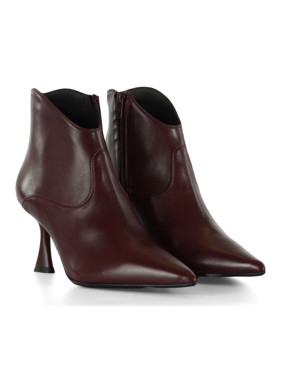 BORDEAUX | Stivaletti in pelle con tacco a rocchetto