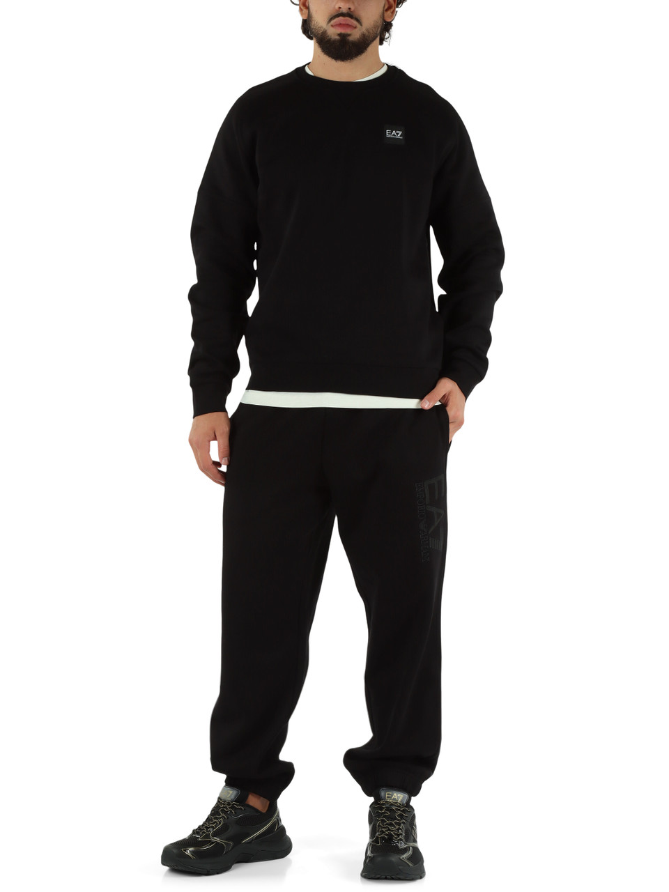 NERO | Felpa girocollo modern fit in misto cotone