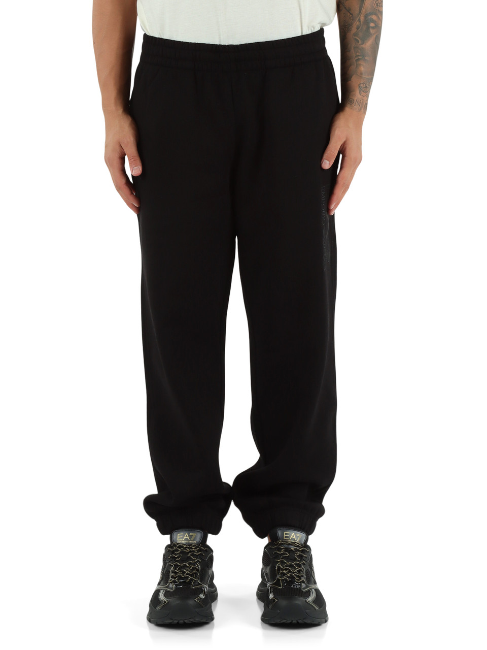 NERO | Pantaloni sportivi modern fit in cotone felpato