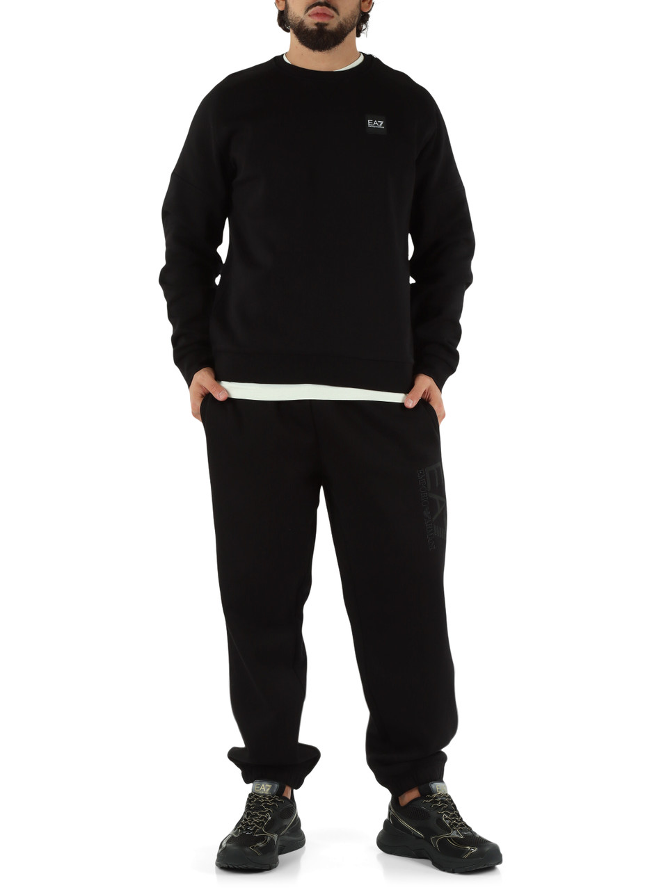 NERO | Pantaloni sportivi modern fit in cotone felpato