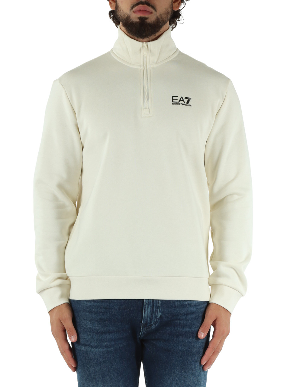 PANNA | Felpa collo a zip modern fit in misto cotone