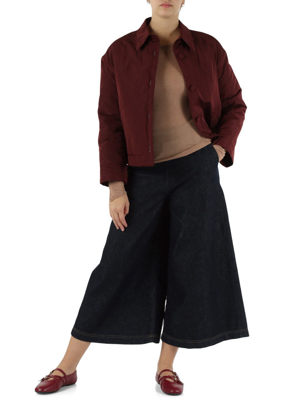 BORDEAUX | Giacca imbottita mezzo peso boxy fit