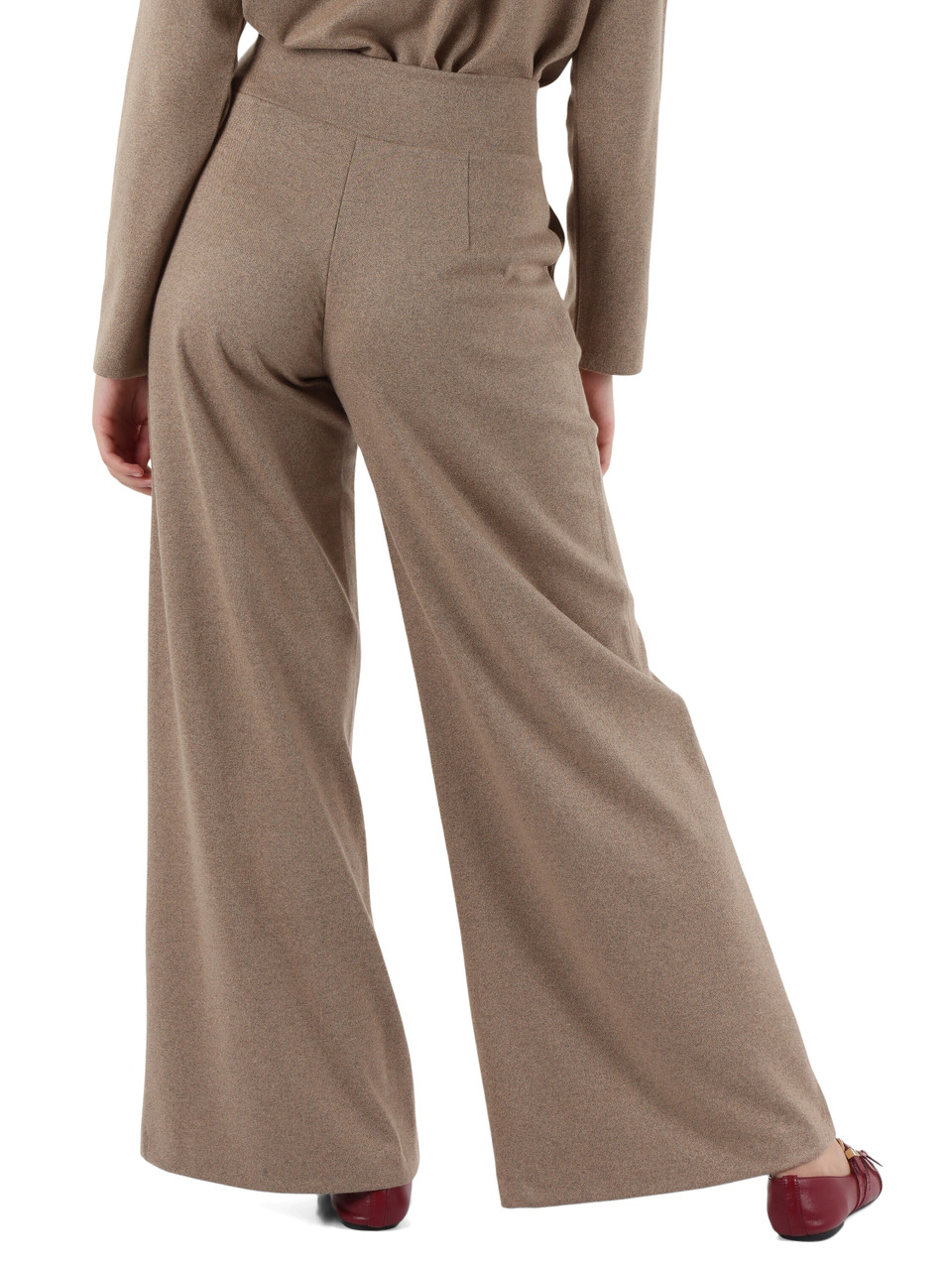 BEIGE | Pantaloni gamba larga in misto viscosa e cotone