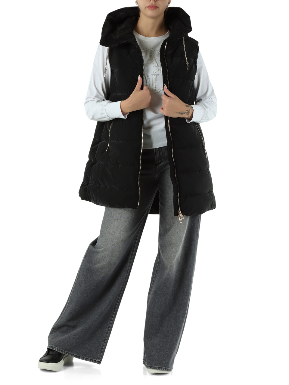 NERO | JEANS: Smanicato trapuntato con cappuccio
