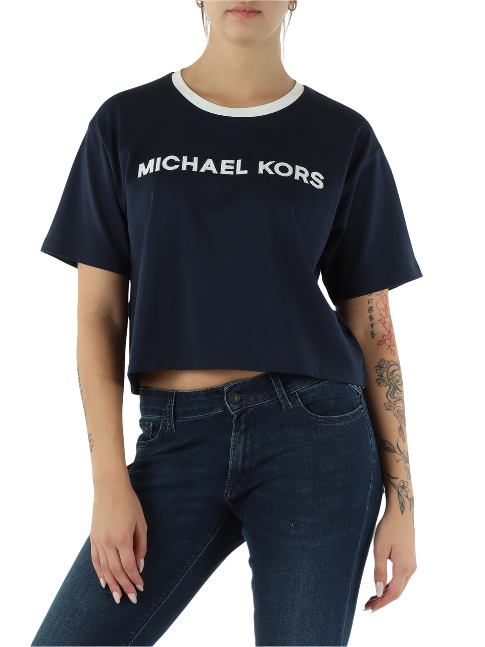 BLU | T-shirt cropped in cotone con scritta logo BLU | T-shirt cropped in cotone con scritta logo