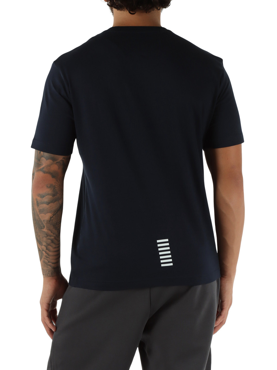 BLU SCURO | T-shirt slim fit in cotone con stampa logo a rilievo