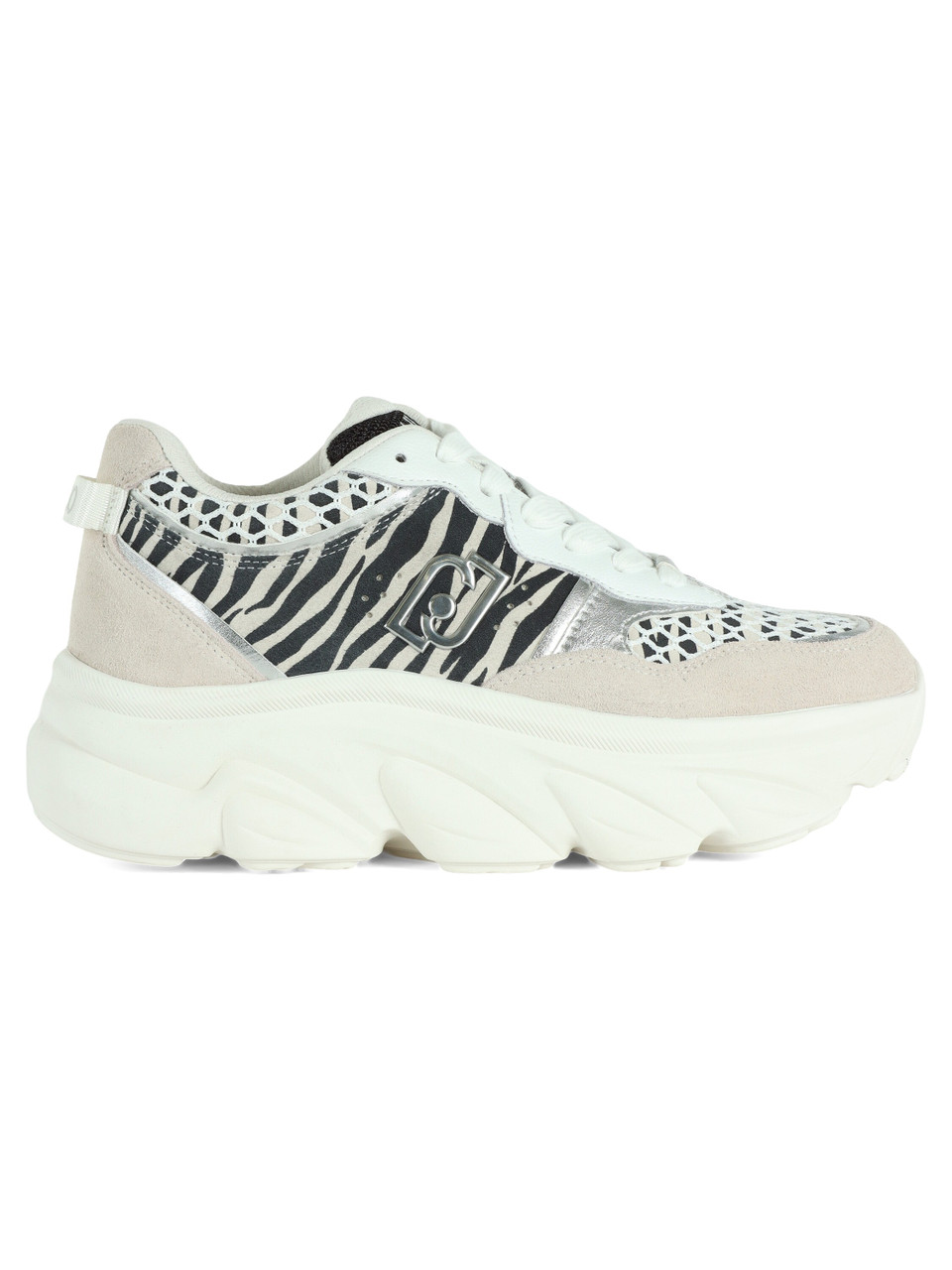 BIANCO/NERO | Sneakers in pelle e tessuto STEFFY 01 stampa animalier