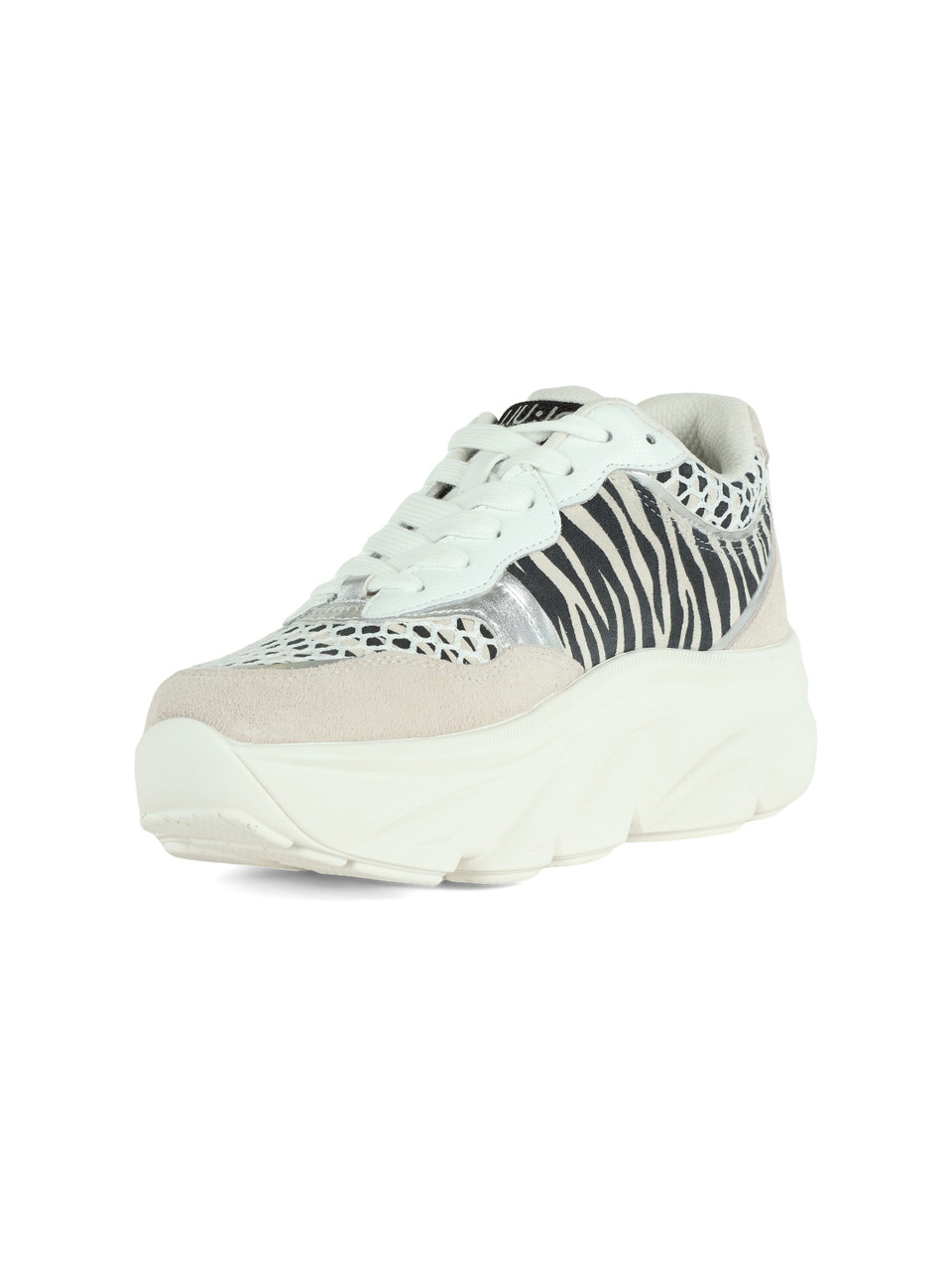 SCHWARZ/WEISS | Sneakers aus Leder und Stoff STEFFY 01 mit Animal-Print