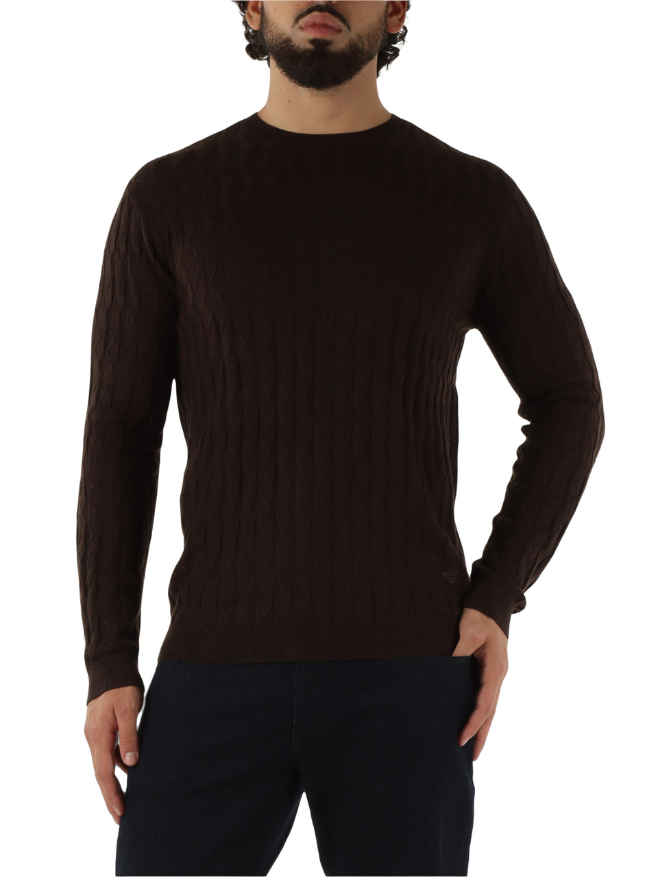 MARRONE | Maglia girocollo in misto lana e lyocell MARRONE | Maglia girocollo in misto lana e lyocell