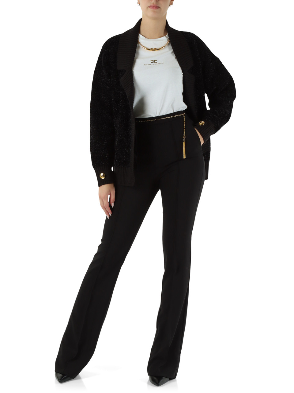 NERO | Pantalone in tessuto stretch con fondo svasato NERO | Pantalone in tessuto stretch con fondo svasato