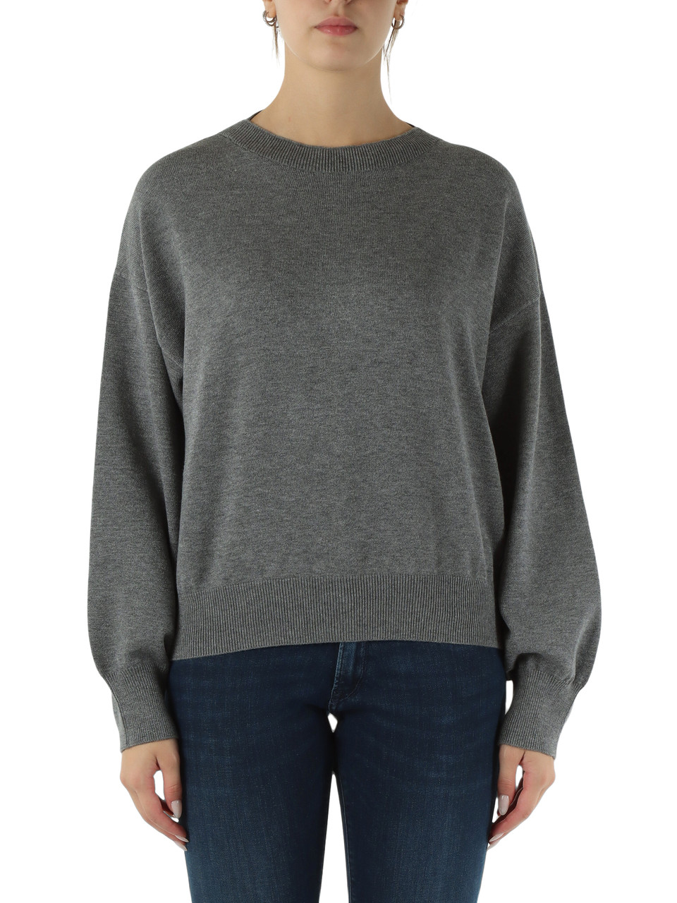GRIGIO | Maglia in misto viscosa con placca logo GRIGIO | Maglia in misto viscosa con placca logo