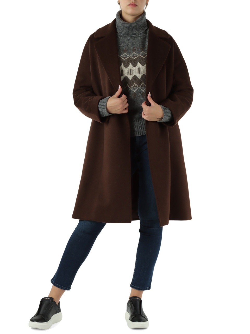 MARRONE | WEEKEND: Cappotto in lana vergine CORTE