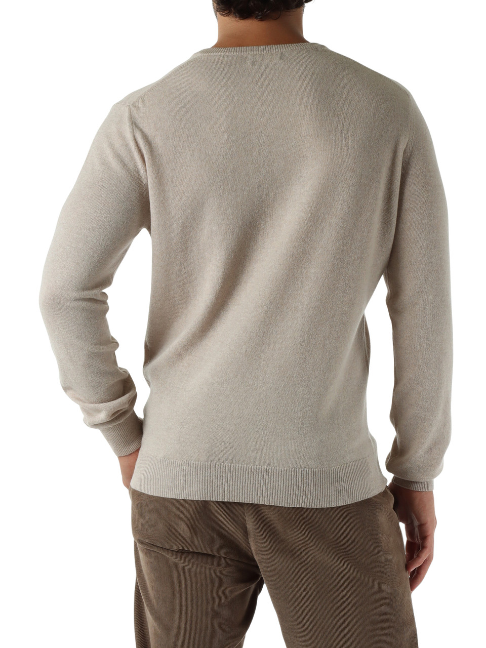 BEIGE | Maglia collo a V in lana merino e cashmere BEIGE | Maglia collo a V in lana merino e cashmere