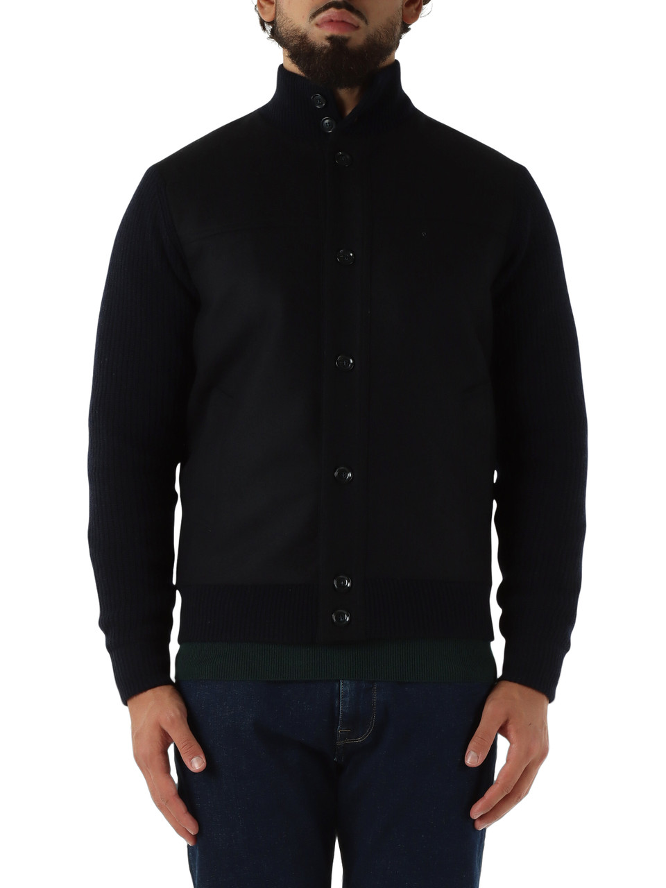 BLU SCURO | Blouson in misto lana con pannelli a contrasto BLU SCURO | Blouson in misto lana con pannelli a contrasto