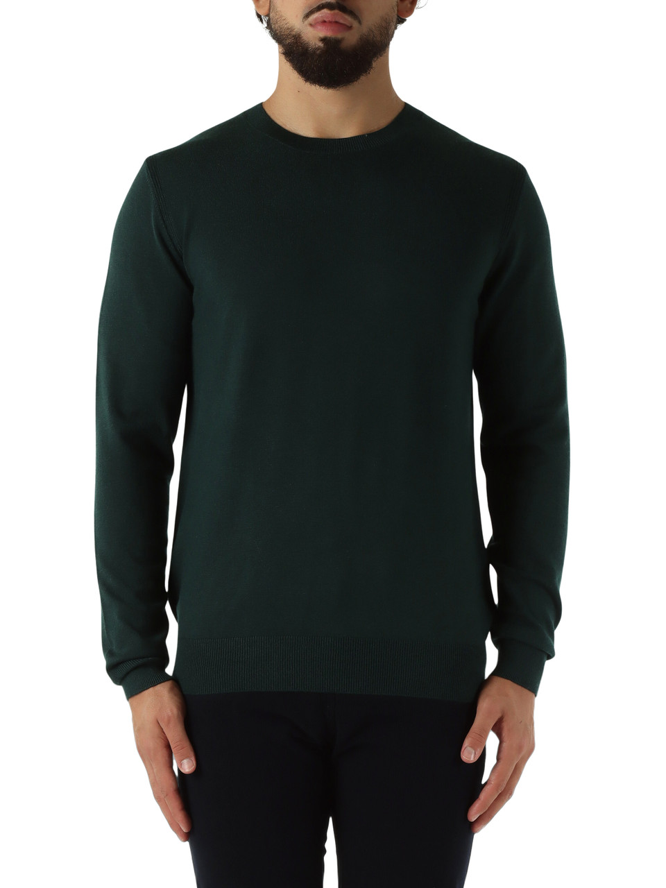 VERDE SCURO | Maglia girocollo in misto viscosa e cashmere VERDE SCURO | Maglia girocollo in misto viscosa e cashmere
