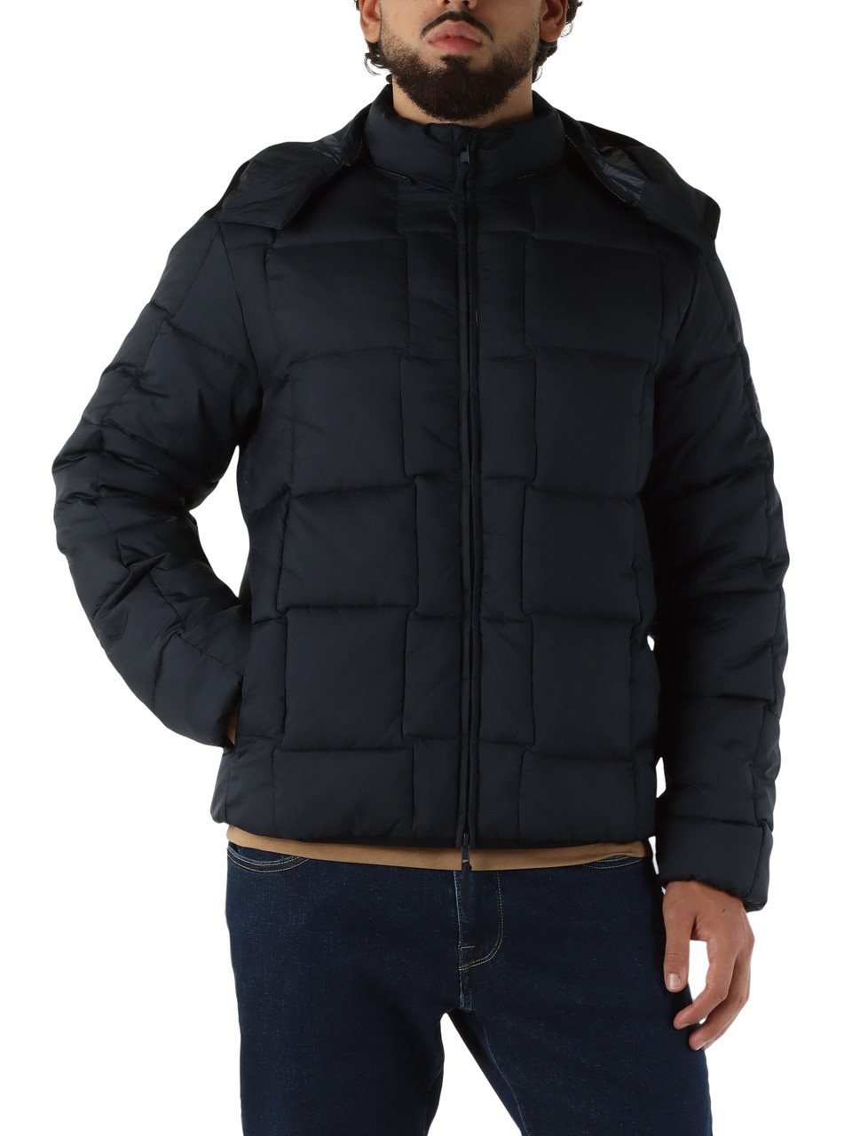 BLU SCURO | Giubbotto imbottito trapuntato con cappuccio BLU SCURO | Giubbotto imbottito trapuntato con cappuccio
