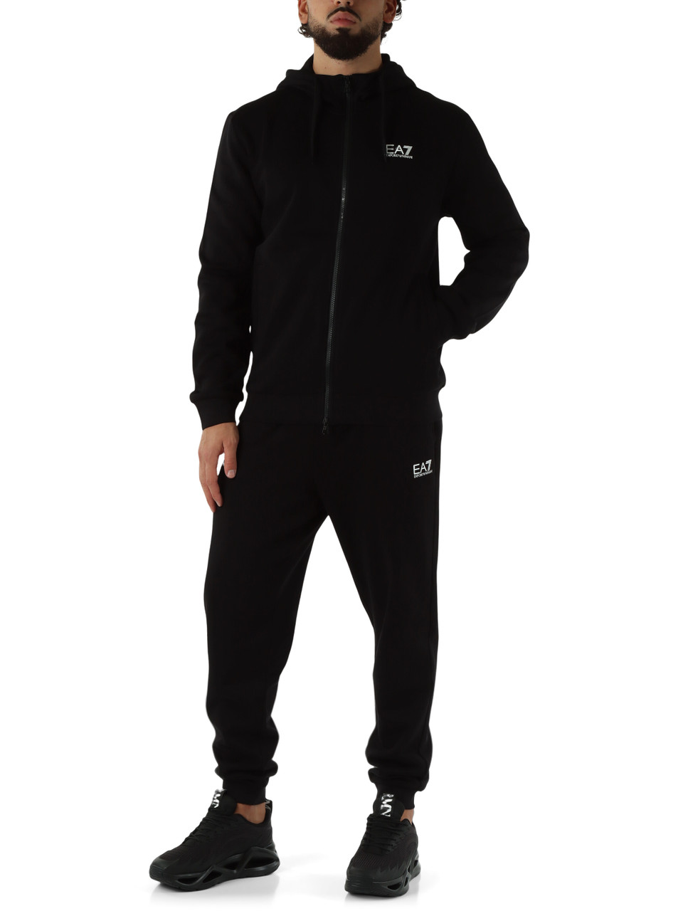 SCHWARZ | Regular Fit Trainingsanzug bestehend aus Kapuzenpullover und Hose
