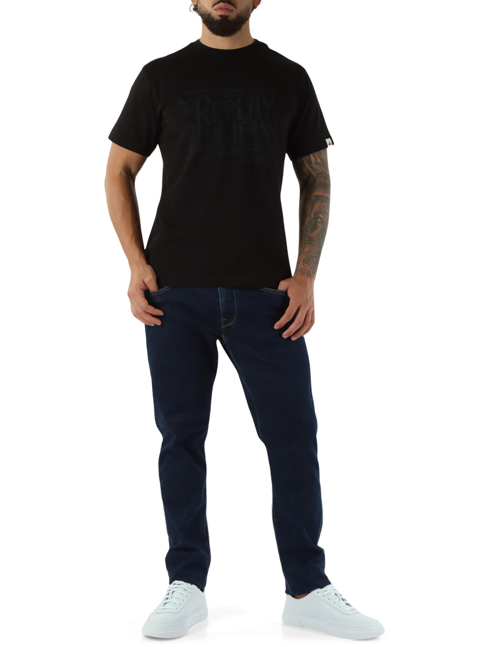 SCHWARZ | Baumwoll-T-Shirt mit Logo-Print auf der Vorderseite