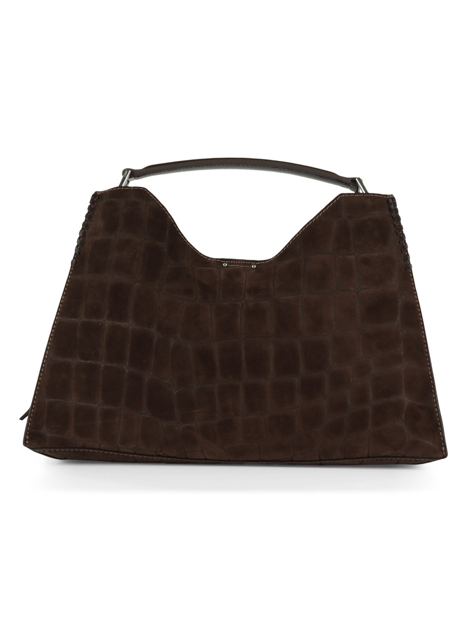 MARRONE | Borsa a mano AURORA Large in suede motivo cocco MARRONE | Borsa a mano AURORA Large in suede motivo cocco