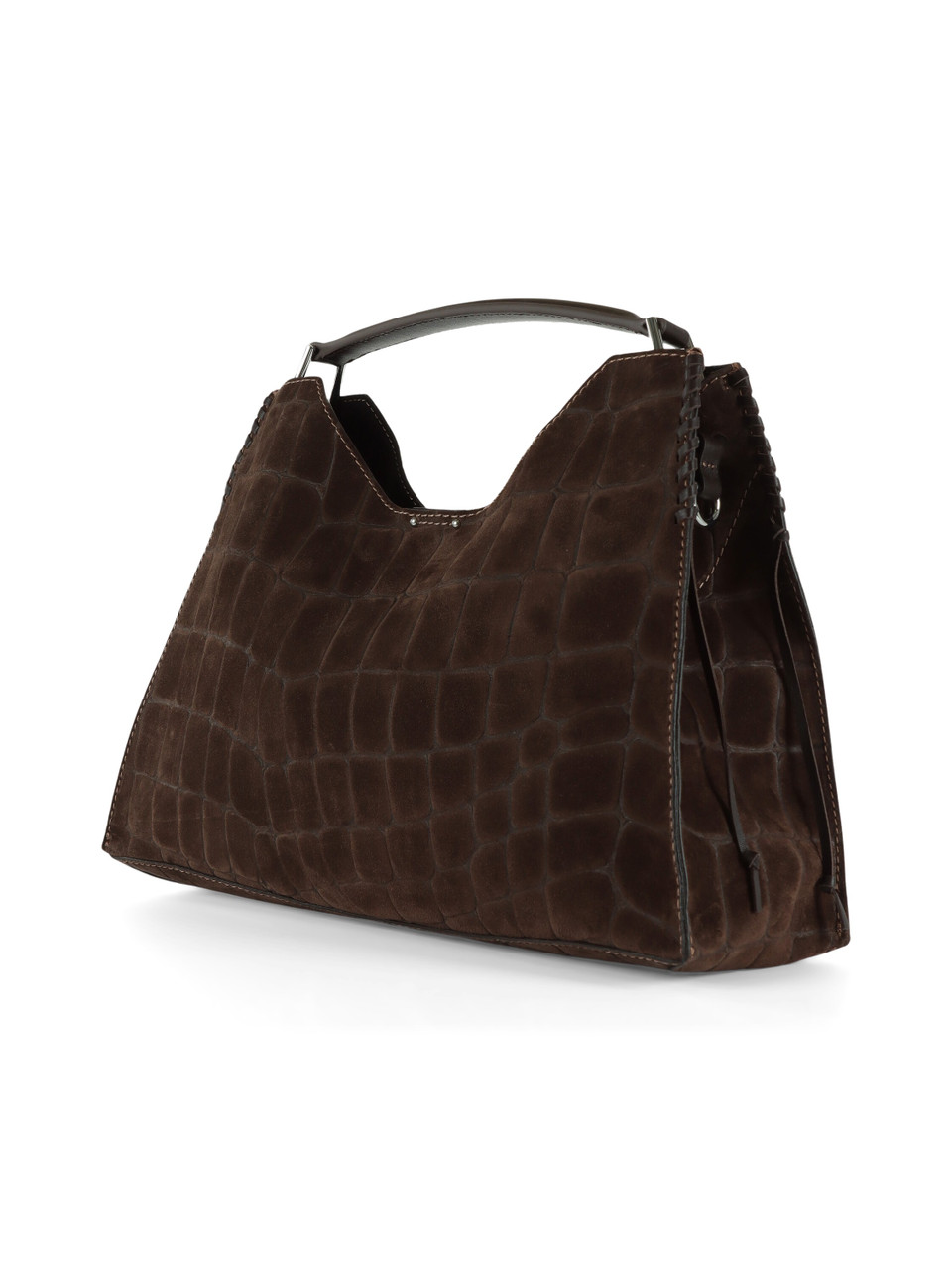 MARRONE | Borsa a mano AURORA Large in suede motivo cocco MARRONE | Borsa a mano AURORA Large in suede motivo cocco