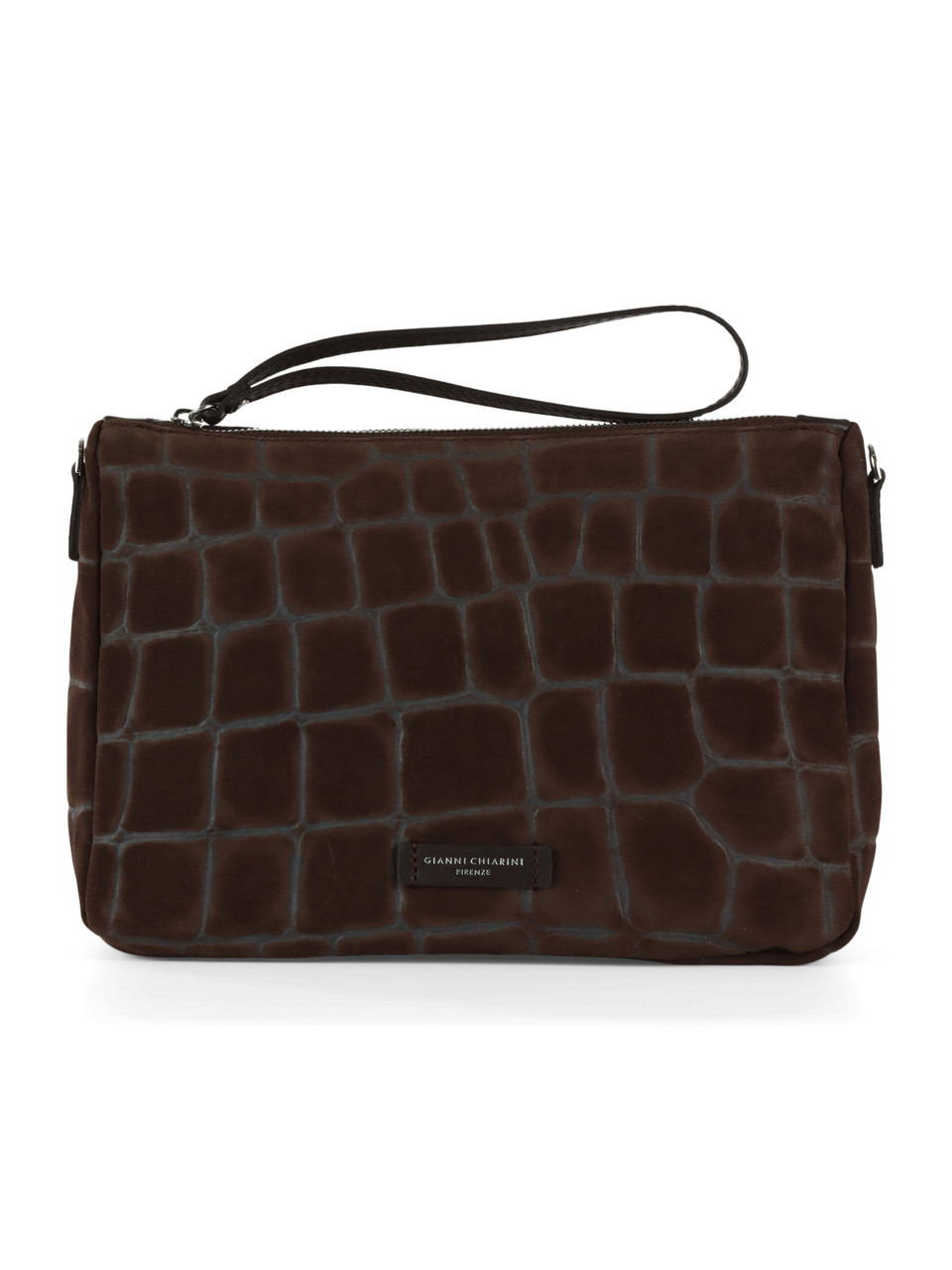 MARRONE | Pochette NORA POUCH in suede motivo cocco MARRONE | Pochette NORA POUCH in suede motivo cocco
