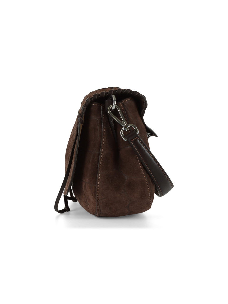 MARRONE | Borsa a spalla HELENA ROUND in suede motivo cocco MARRONE | Borsa a spalla HELENA ROUND in suede motivo cocco