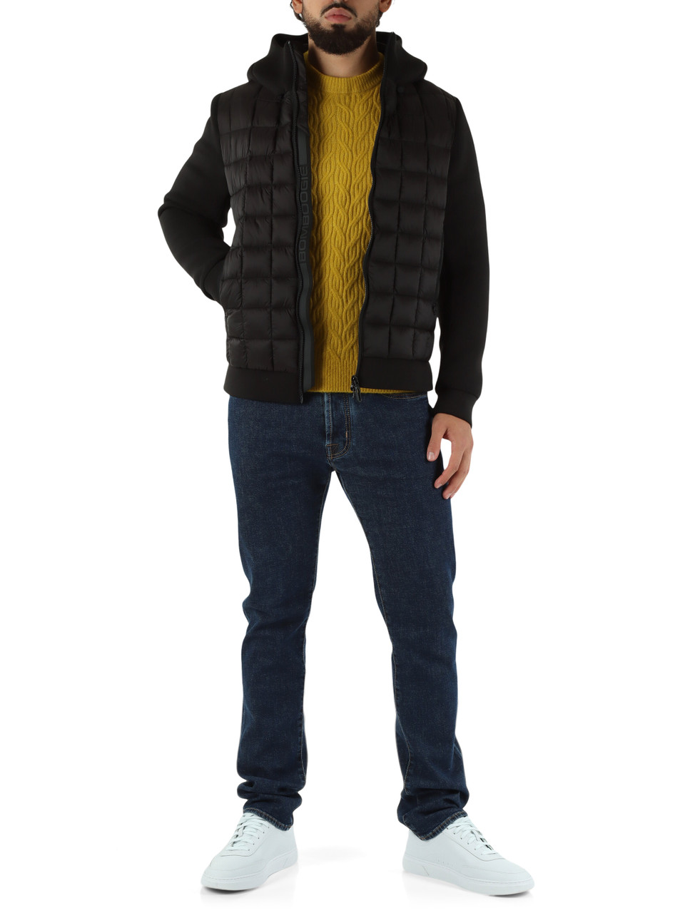 SCHWARZ | TURIN Jacke mit Kapuze und kontrastierenden Ärmeln