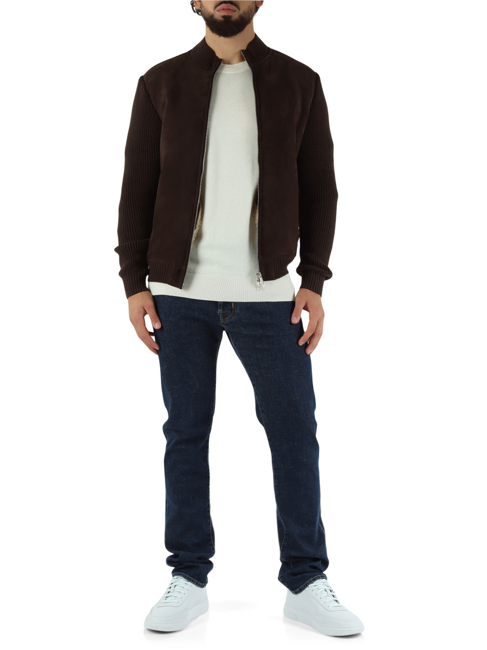 MARRONE | Giacca KOMB in suede e misto cotone