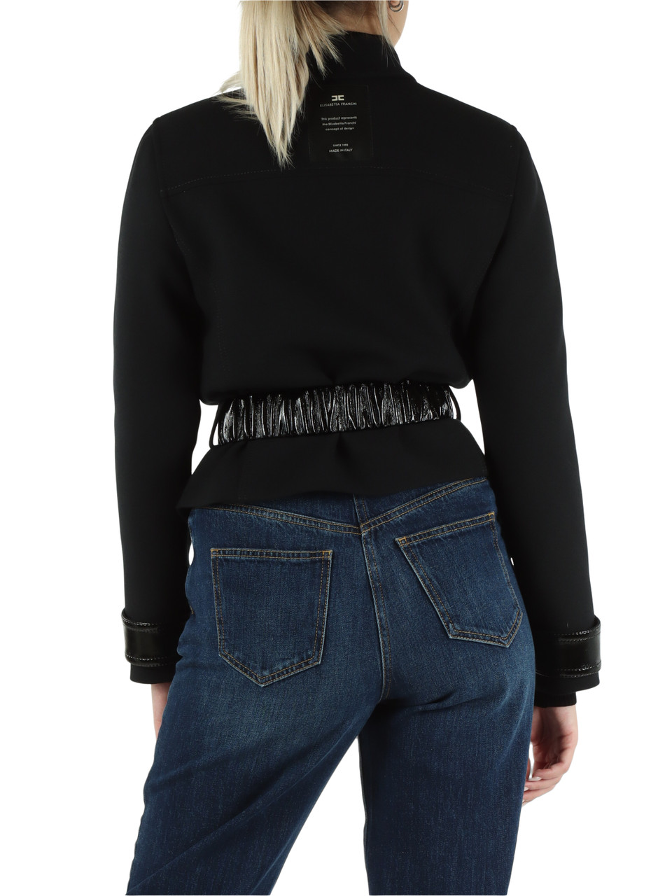 SCHWARZ | Jacke aus Viskosemischung mit Lackeffekt-Einsätzen