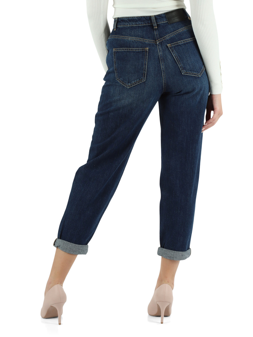 BLU | Pantalone jeans cinque tasche con catena logo