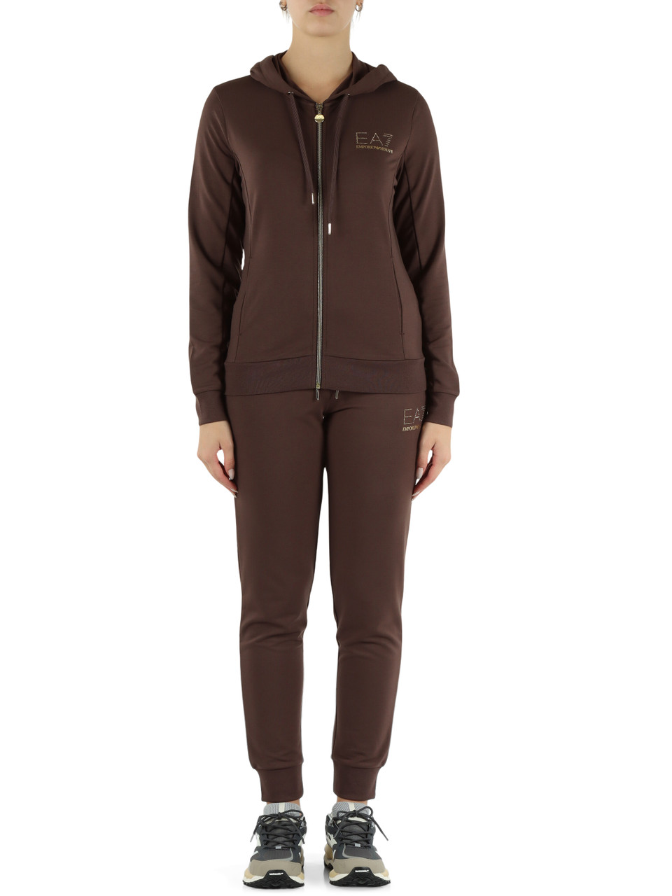 MARRONE | Tuta sportiva composta da felpa con zip e pantalone